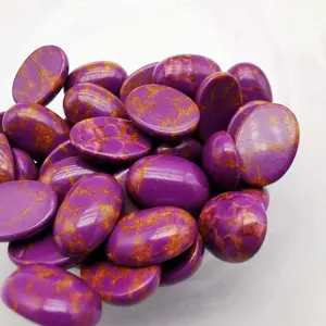 Perline turchesi purple13 x 18mm Howlite pietra semipreziosa artigianato Cabochon ovale retro piatto intarsio perline sciolte per la creazione di gioielli