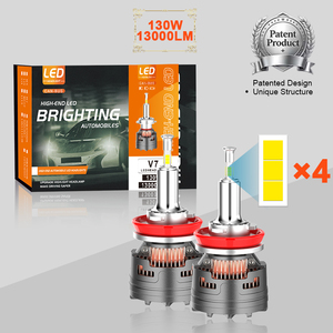 Ampoule de phare LED Victor V7 130W H7 6000K 15000 Lumens 4 faces sans zone sombre avec <span class=keywords><strong>driver</strong></span> externe et ventilateur - Product Image 1