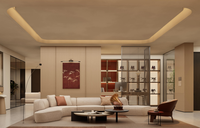 Armoire murale complète sans poignée Lesso Home, style italien minimaliste, avec éclairage LED, armoire moderne pour salon de villa