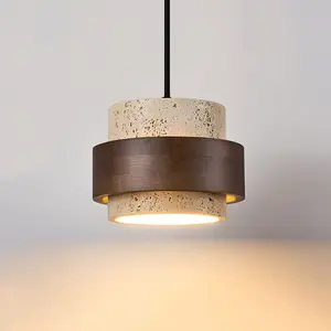 Vintage Wabi Sabi LED-Lampe aus Gelbstein als Pendelleuchte für Flur, Schlafzimmer, Balkon oder Wohnzimmer zur Decken-Dekoration - Product Image 1