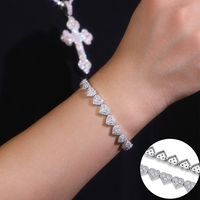 Bracelet fin bijoux en argent Sterling 925 plaqué rhodium rond VVS diamant glacé Moissanite coeur Tennis Bracelet hommes femmes