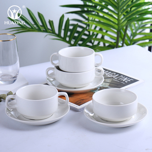 Bán Buôn Sứ Vui Thiết Kế Fancy Soup Chén Bát Súp Với Xử Lý Và Chiếc Đĩa - Product Image 5