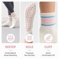 Chaussettes de Pilates respirantes pour femmes avec logo personnalisé, chaussettes antidérapantes à grip, chaussettes en coton tricoté confortables pour le yoga et les exercices de printemps