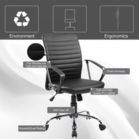 Chaise de bureau de direction moderne en PU, réglable en hauteur, avec dossier haut et roulettes