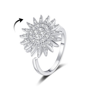 <b>Sunflower</b> Design Adjustable <b>Ring</b> Size Flexible Silver Plated Copper Cluster Open <b>Ring</b> Adjustable Size Wholesale Available - Product Image 1