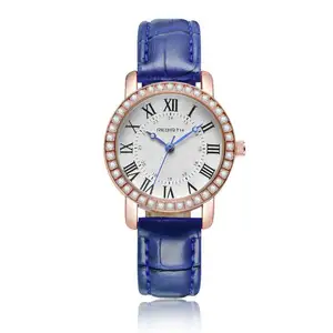 ساعة يد أنيقة 089 الأكثر مبيعاً للسيدات مع حزام جلد صناعي أنيق مقاوم للماء مضيء تصميم بسيط ساعة يد للترفيه