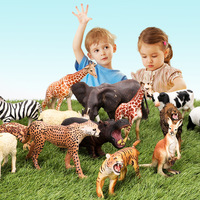 Figuras de Animales Salvajes Realistas, Juguetes de Plástico Suave, Animales del Zoológico, Tigre, León, Elefante, Jirafa, Modelo de Juguete de PVC para Niños, Aprendizaje y Juego