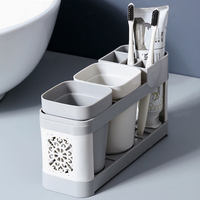 Sésame ménage mode salle de bain accessoires ensemble Couple brosse à dents organisateur ensemble porte-brosse à dents avec rince-bouche tasses pour la maison