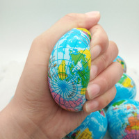 Balle en mousse anti-stress de 63 mm, carte du monde, globe terrestre, balle de paume, planète Terre, jouets pour la remise de diplômes, Halloween, Noël