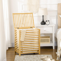 Panier à linge moderne et simple en tissu de bambou écologique, 50*36*60cm, taille personnalisable, avec couvercle, pour vêtements, jouets, serviettes