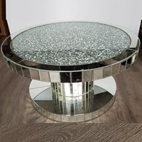 Meilleure Vente Table Basse Circulaire Moderne en Bois Effet Diamant Scintillant Décoration Salon Vente Directe Usine