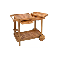 Carro de Almacenamiento Multicapa con Ruedas, 1 Año de Garantía, OEM/ODM, Alta Calidad, Certificado FSC, Superficie Superior de Acacia, 58x100x80cm, 2 Ruedas