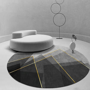 พรมลายทางกลม วาน ซินหลง พรมปูพื้นกันลื่นทันสมัย สำหรับห้องนั่งเล่น ห้องนอน พรมกำมะหยี่คริสตัล ทำความสะอาดง่าย ดูแลรักษาง่าย - Product Image 4