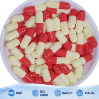 Capsules végétales vides de qualité supérieure en HPMC, rouge et jaune, finition superficielle fine, tailles 000-5
