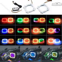 2x80mm RGBW X Type Lampu Depan LED Angel Eyes Halo Ring Kontrol Aplikasi Bluetooth