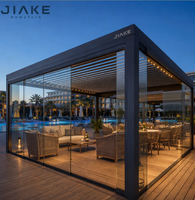 Jiake Kommerzielle Aluminium-Lamellenpergola mit motorisierten Glaspaneelen für Resort-Hotels, Außenbereiche, Gärten, Pavillons und Balkone