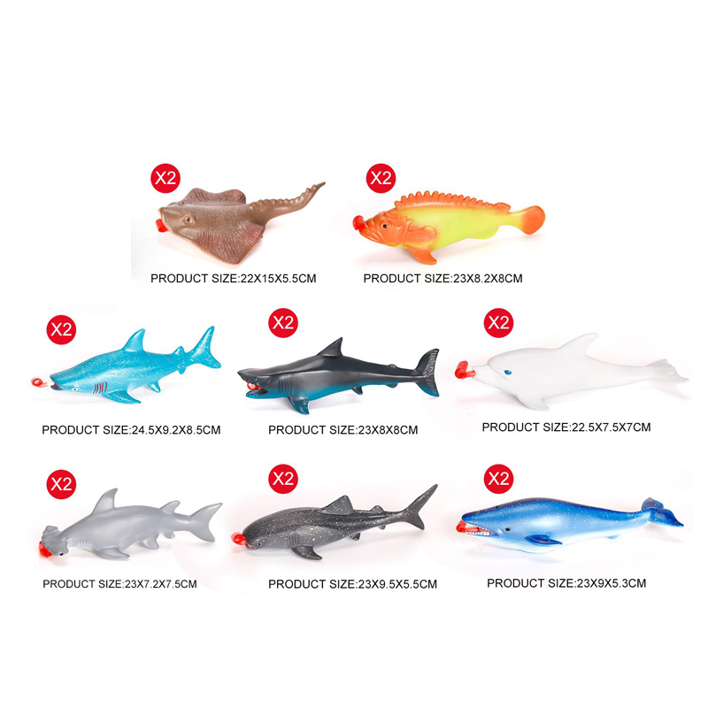 Sea Animal Figure Rubber Shark Dolphin Fish Toys for Kids