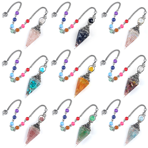 Natural Healing 6 Faceted Hexagonal Cone Resin Spiritual Pendant Dowsing <strong>Pendulum</strong> Chakra <strong>Chain</strong> <strong>for</strong> Children Fashionable Pendants