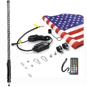 3FT 4FT 5FT Spiral Lampu LED WHIP Bendera Wireless Remote Menyala Antena Cambuk, aksesoris untuk ATV Polaris Rzr 4 Roda