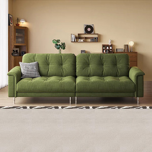 Cao cấp màu xanh lá cây Chenille vải ba chỗ ngồi sofa đặt nhà mới đồ nội thất phòng khách với miếng bọt biển điền thẳng cao trở lại - Product Image 1