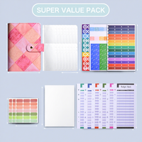 Carnet à spirales A6 personnalisé en cuir PU avec enveloppes zippées pour la gestion budgétaire et l'épargne