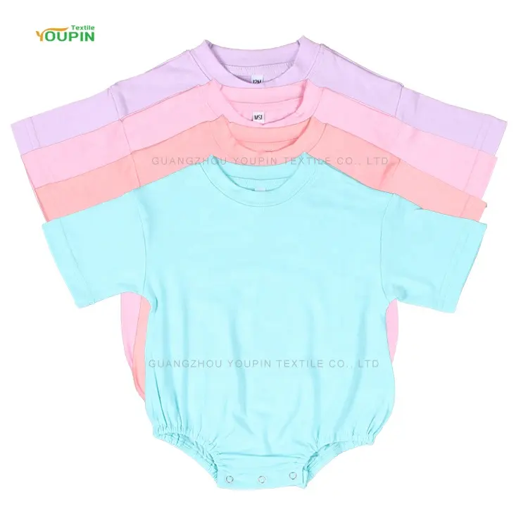 Summer Newborn Infant Toddler Boys Girls Clothes Casual Blank Bubble Romper Sublimation Blank O-Neck Polyester Baby Bodysuit