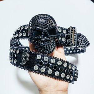 Boucle de ceinture large en alliage style punk rock avec strass brillants et motif tête de mort BB <span class=keywords><strong>Simon</strong></span> – Vente en gros - Product Image 2