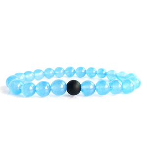 Pulsera <span class=keywords><strong>de</strong></span> cristal bohemio 'I Miss You' con cuentas esmaltadas azules y negras, regalo para parejas en relaciones a distancia, venta al por mayor - Product Image 2
