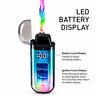 Briquet à arc plasma double arc transparent, portable, rechargeable, avec lumière RGB, coupe-vent, électrique