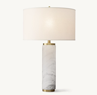 Lampe de table élégante et écologique en laiton avec base en marbre veiné naturel, flexible et simple, avec ampoule LED E26, lampe de console moderne pour chambre à coucher