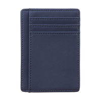 Dompet kulit pemblokir RFID, dompet kulit minimalis ramping model kustom dengan saku depan dan tempat kartu kredit