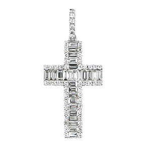 Bijoux Hip Hop personnalisés argent 925 or jaune deux tons VVS Moissanite diamant Baguette croix pendentif pour hommes femmes - Product Image 1
