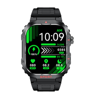 Montre connectée carrée parlante TKYUAN BT avec écran TFT, assistant vocal IA, surveillance de la fréquence cardiaque, oxymétrie, tension artérielle et fonction d'appel.