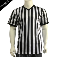 Polo d'arbitre à rayures verticales bleu et blanc pour homme, manches courtes, uniforme officiel d'arbitre avec poche poitrine
