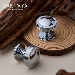 Santaya Solid Chrome-plated Silver Brass Handles Kitchen Cabinet Pulls Bedroom Wardrobe Drawer <strong>Knobs</strong> Furniture Bronze Handle - Product Image 3