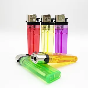 Hot sale transparent plastic smoking lighter cheap flint gas lighter cigarettes disposable lighter