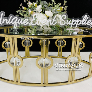 Sang Trọng Hiện Đại Thép Không Gỉ Rõ Ràng Bóng Tổ Bàn Cà Phê Kính Bền Bàn Trà Phổ Biến Cho Tiệc Cưới Đảng - Product Image 3