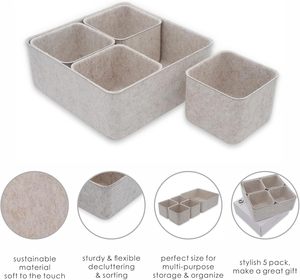Brand New Expandable Bathroom Children's Toy Clothes Lid <b>Box</b> with Insert 8pcs/set Drawer Organizers Bins Felt <b>Storage</b> for Desk - Product Image 5