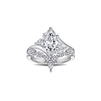 Ensemble de bagues empilables en argent S925 avec zircone marquise, ton platine, pierre principale 2 carats, pour femme, bague de fiançailles et de mariage