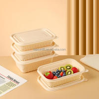 Contenants alimentaires biodégradables écologiques de 360 ml, 6,75 x 4,25 pouces, jaune crème, boîte à lunch jetable pour emporter, utilisable au micro-ondes