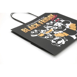 Sacs de shopping en kraft personnalisés, grands, recyclables, sacs en papier kraft ronds avec corde en papier pour la papeterie de vente au détail - Product Image 2