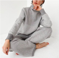 Ensemble 2 pièces personnalisé OEM pour femme, vêtements de détente décontractés en tricot, doux et chauds, en laine et cachemire, pour femmes grandes tailles