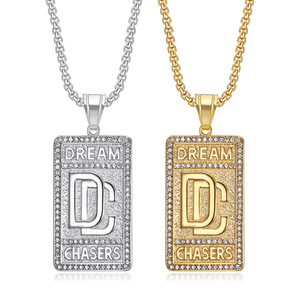 Hiphop rombi Dream Chasers DC prova acqua Pvd in acciaio inox <span class=keywords><strong>moda</strong></span> gioielli ciondoli collane 18K placcato <span class=keywords><strong>oro</strong></span> - Product Image 3