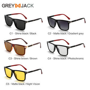 Lunettes de soleil polarisées Greyjack pour hommes, UV400, monture carrée, style rétro, verres TAC, charnières à ressort, pour la conduite - Product Image 3