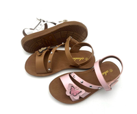 Sandales plates pour filles, nouvelle collection, design papillon, semelle PVC fine, respirantes, antidérapantes, bout ouvert, printemps-été.