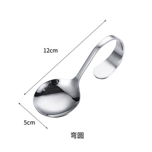 DFK02 Cuchara de Acero Inoxidable Creativa para Mariscos, Cuchara para Degustación con Mango Curvo, Cuchara para Servir, Cuchara para Helado - Product Image 4