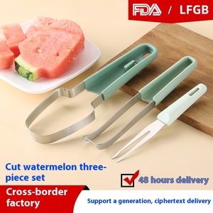 Utensilio de Cocina Multifuncional Tres en Uno de Acero Inoxidable, Cortador Manual de Sandía, Divisor de Frutas, Herramientas Manuales de Bambú - Product Image 2