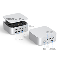 Station d'accueil Type-C 15-en-1 avec boîtier SSD M.2 NVMe, Thunderbolt 5, HDMI 8K, DP, LAN 2.5G, lecteur SD4.0 TF, PD45W, prise audio 3.5mm