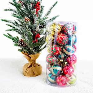 New Design Christmas Tree Decorative Electroplated Colorful Glitter Indoor Plastic Christmas Ball For Rope Ornaments