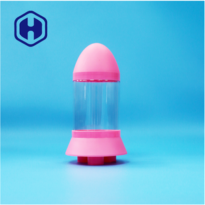 Pots et conteneurs à bonbons en plastique PET transparents en forme <span class=keywords><strong>de</strong></span> fusée uniques pour grand magasin <span class=keywords><strong>de</strong></span> détail - Product Image 1